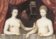 School of Fontainebleau Gabrielle d-Estree and the Duchesse de Villars France oil painting artist